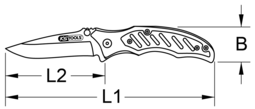 KS Tools Klappmesser mit Arretierung Technische Zeichnung 1 L