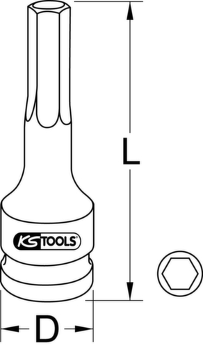 KS Tools 1/2" Kraft-Bit-Stecknuss Torx Technische Zeichnung 1 L