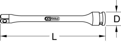 KS Tools 1/2" Kraft-Torsions-Verlängerung Technische Zeichnung 1 L