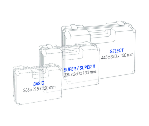 ultraMEDIC Erste-Hilfe-Koffer Select mit Wandhalterung, Füllung nach DIN 13157 Technische Zeichnung 1 L