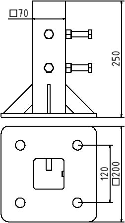 Schake Adaptierung für Aufstellvorrichtung Technische Zeichnung 1 L