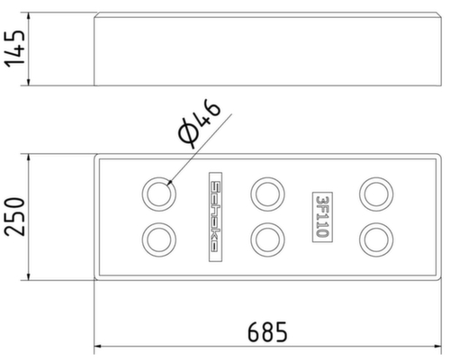 Schake Fußplatte für Mobilzaun Technische Zeichnung 1 L