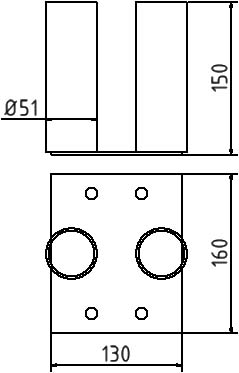 Schake Bodenplatte für Mobilzaun Technische Zeichnung 1 L