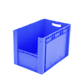 Euronorm-Sichtlagerbehälter mit Eingrifföffnung, blau, HxLxB 420x600x400 mm