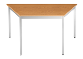 Trapezförmiger Vierkantrohr-Mehrzwecktisch, Breite x Tiefe 1400 x 595 mm, Platte Kirschbaum