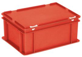 Euronombehälter mit Scharnierdeckel, rot, HxLxB 185x400x300 mm