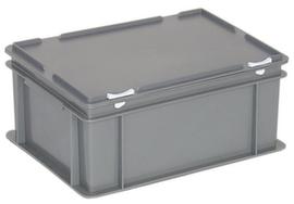 Euronombehälter mit Scharnierdeckel, grau, HxLxB 185x400x300 mm