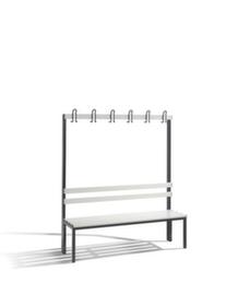 C+P Umkleidebank schwarzgrau mit Haken und PVC-Leisten