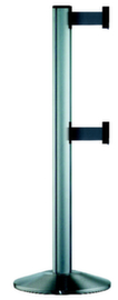 Personenleitsystem CLASSIC DOUBLE mit 2 Gurtbändern und Pfosten, Gurtlänge 2,3 m, Pfosten Satin