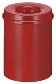 Selbstlöschender Papierkorb aus Stahl, 15 l, rot, Kopfteil rot