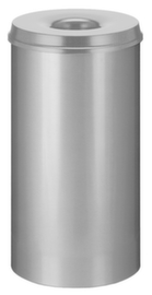 Selbstlöschender Papierkorb aus Stahl, 50 l, grau, Kopfteil grau