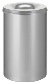 Selbstlöschender Papierkorb aus Stahl, 110 l, grau, Kopfteil grau