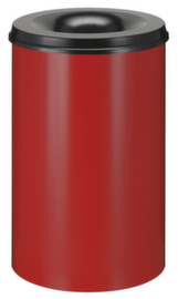 Selbstlöschender Papierkorb aus Stahl, 110 l, rot, Kopfteil schwarz