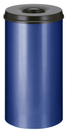 Selbstlöschender Papierkorb aus Stahl, 50 l, blau, Kopfteil schwarz