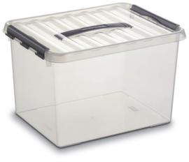 Stapelbare Aufbewahrungsbox, transparent, Inhalt 22 l, Stülpdeckel