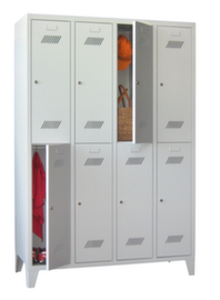 PAVOY Doppelstöckiger Garderobenschrank Basis mit 4x2 Abteilen, Abteilbreite 400 mm
