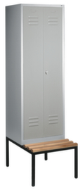 C+P Umkleideschrank Classic mit Sitzbank + 2 Abteilen gemeinsam verschließbar, Abteilbreite 400 mm