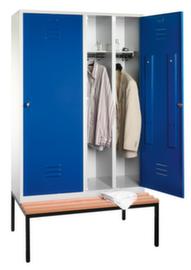 C+P Umkleideschrank Classic mit Sitzbank + 4 Abteile je 2 mit 1 Tür, Abteilbreite 300 mm