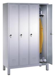C+P Garderobenschrank Evolo lichtgrau mit 4 Abteilen - Türen mit Lochbild, Abteilbreite 400 mm