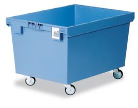 Mobiler Rechteckbehälter mit Doppelboden, Inhalt 114 l, blau