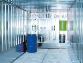 Gitterrostregal für Gefahrstoff-Container, Breite x Tiefe 2600 x 500 mm