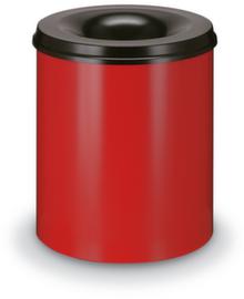 Selbstlöschender Papierkorb aus Stahl, 50 l, rot, Kopfteil schwarz