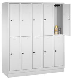 C+P Doppelstöckiger Garderobenschrank Classic mit 5x2 Abteilen und glatten Türen, Abteilbreite 300 mm