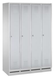 C+P Garderobenschrank Evolo mit 4 Abteilen - Türen mit Lochbild, Abteilbreite 300 mm