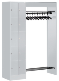 C+P Schließfach-Garderobe Classic mit 10 Fächern + Hutablage + Schuhrost, Breite 1410 mm