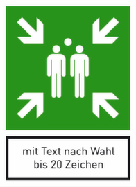 Schild für Sammelstelle und Notausstieg