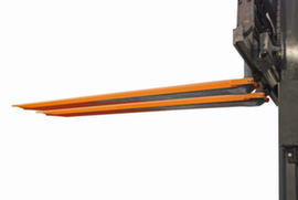 Bauer Gabelverlängerung mit offener Unterseite, RAL2000 Gelborange, für Zinkenquerschnitt Höhe x Breite 45 x 125 mm
