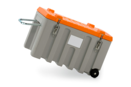 Cemo Mobile Aufbewahrungsbox unterfahrbar, Inhalt 150 l, grau/orange, Klappdeckel