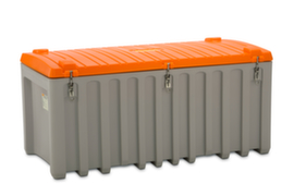 Cemo Aufbewahrungsbox mit Seitentür, Inhalt 750 l, grau/orange, Einfahrtaschen, Klappdeckel