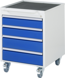 RAU Rollcontainer, 4 Schublade(n), RAL7035 Lichtgrau/RAL5010 Enzianblau