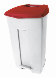 Fahrbare Abfalltonne Contiplast, 120 l, weiß, Deckel rot
