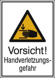 Warnkombischild "Vorsicht! Handverletzungsgefahr", Aufkleber