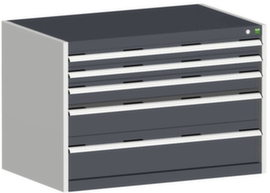 bott Schubladenschrank cubio Grundfläche 1050x650 mm, 5 Schublade(n), RAL7035 Lichtgrau/RAL7016 Anthrazitgrau