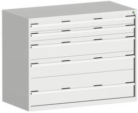 bott Schubladenschrank cubio Grundfläche 1300x650 mm, 5 Schublade(n), RAL7035 Lichtgrau/RAL7035 Lichtgrau