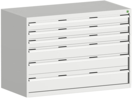 bott Schubladenschrank cubio Grundfläche 1300x750 mm, 6 Schublade(n), RAL7035 Lichtgrau/RAL7035 Lichtgrau