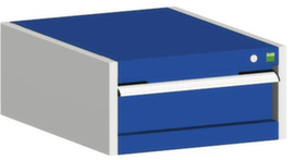 bott Schubladenschrank cubio Grundfläche 525x525 mm, 1 Schublade(n), RAL7035 Lichtgrau/RAL5010 Enzianblau