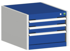bott Schubladenschrank cubio Grundfläche 525x525 mm, 3 Schublade(n), RAL7035 Lichtgrau/RAL5010 Enzianblau
