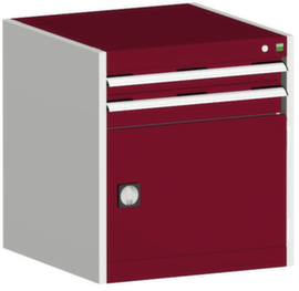 bott Schubladenschrank cubio mit Grundfläche 650x650 mm, 2 Schublade(n), RAL7035 Lichtgrau/RAL3004 Purpurrot