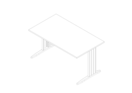 Quadrifoglio Schreibtisch Practika mit C-Fußgestell, Breite x Tiefe 1400 x 800 mm, Platte weiß