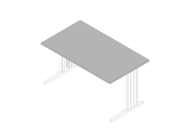 Quadrifoglio Schreibtisch Practika mit C-Fußgestell, Breite x Tiefe 1400 x 800 mm, Platte grau