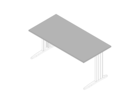 Quadrifoglio Schreibtisch Practika mit C-Fußgestell, Breite x Tiefe 1600 x 800 mm, Platte grau