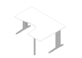Quadrifoglio Winkel-Schreibtisch Practika, C-Fußgestell, Breite 1600 mm, weiß/alu