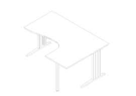 Quadrifoglio Winkel-Schreibtisch Practika, C-Fußgestell, Breite 1600 mm, weiß/weiß