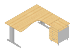 Quadrifoglio Schreibtisch-Set Practika mit C-Fußgestell