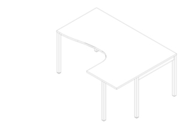Quadrifoglio Winkel-Schreibtisch Practika, 4-Fußgestell, Breite 1600 mm, weiß/weiß