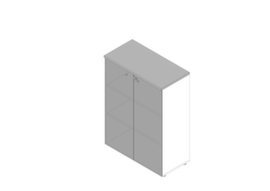 Quadrifoglio Büro-Glastürenschrank Practika mit Türen ohne Rahmen, 3 Ordnerhöhen, Korpus weiß/grau